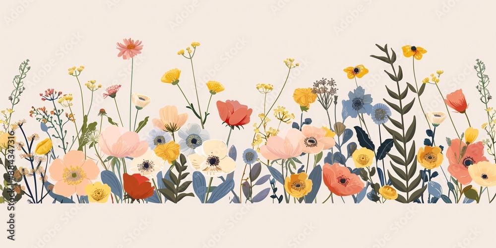 illustration of flowers with copy space illustration of flowers with copy space
