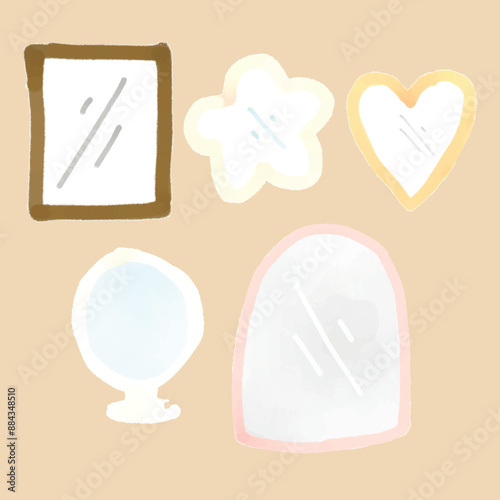 various mirror shape isolated on pink background vector