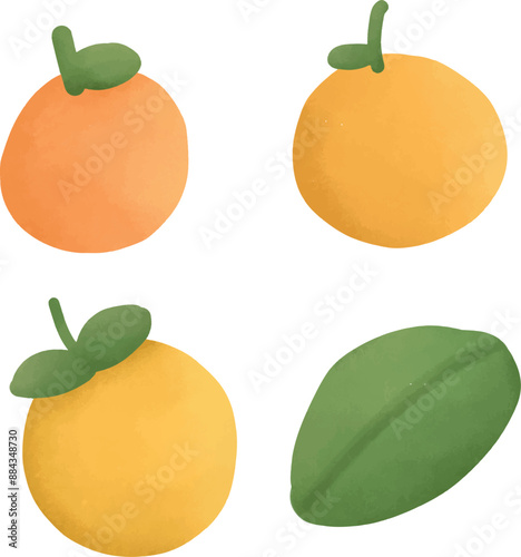 orange with leaf doodle and leaf 