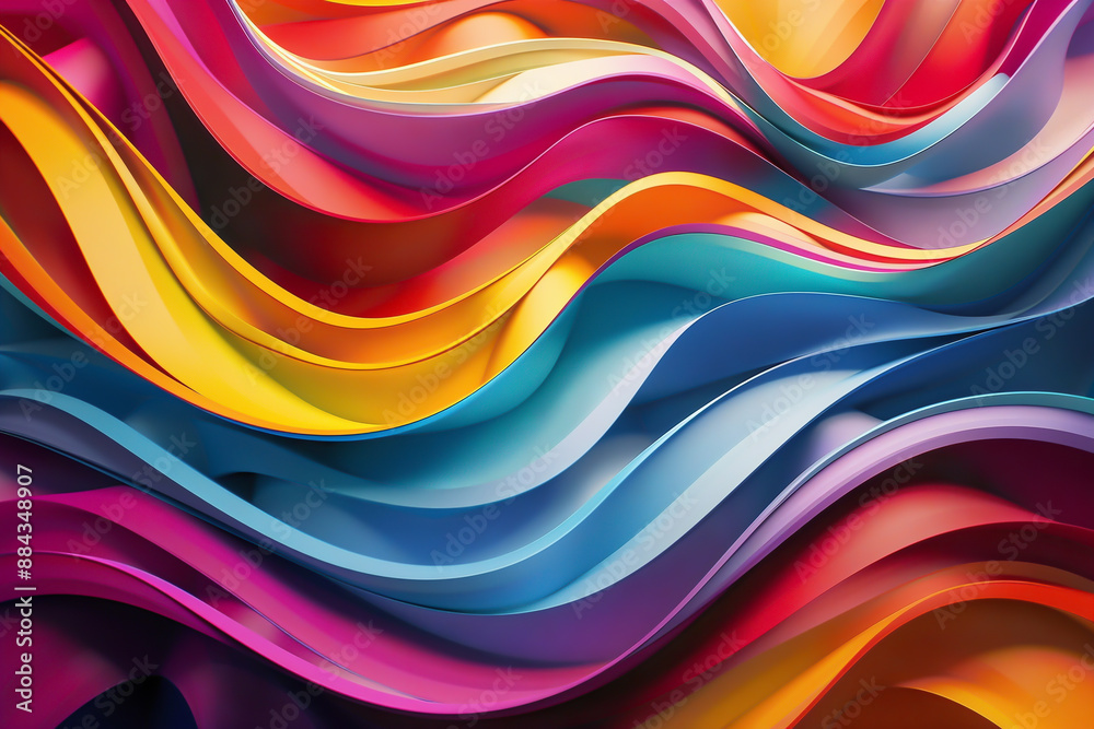 A colorful and beautiful wallpaper made with various curves and geometric waves, Generative AI A colorful and beautiful wallpaper made with various curves and geometric waves, Generative AI