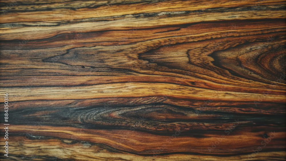 Close-up of polished wood texture with dark and light brown natural lines and crack Close-up of polished wood texture with dark and light brown natural lines and crack