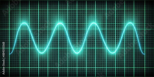 Visual representation of a wave on an oscilloscope screen, waveform, electronic, technology, monitor, screen, display