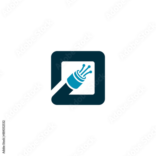 illustration vector graphic logo design of square cable, finance and business icon, with arrow grow Statistic suitable for business cable lab