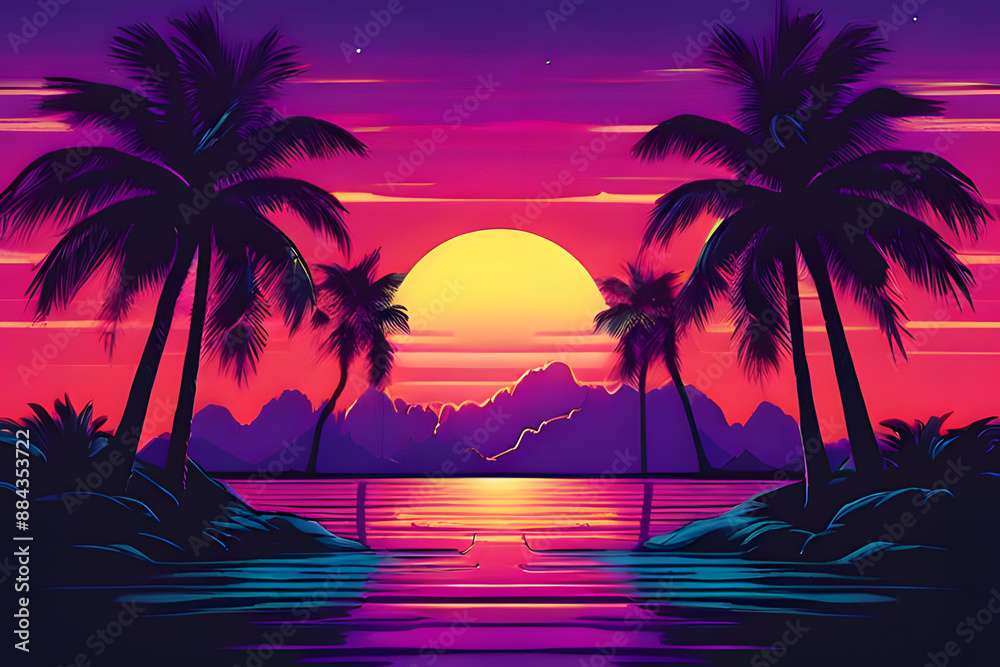 tropical sunset with trees tropical sunset with trees
