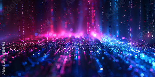 Digital Neon technology background for artificial intelligence, Internet, data, audio, Blue, Pink