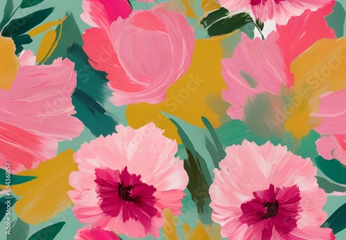 Beautiful abstract digital oil painting pictures of multicolored flowers