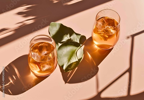 Frozen beer liquor wallpaper with ice drops and fog on 3D rendering.