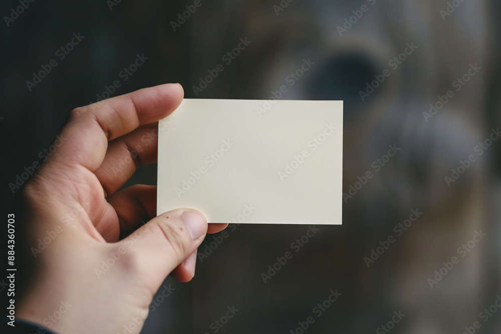 A hand holding a blank card in a simple and clean presentation ready for any message or text A hand holding a blank card in a simple and clean presentation ready for any message or text