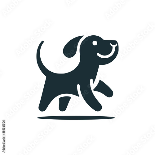 playful dog cute pet animal minimalist logo vector illustration template design
