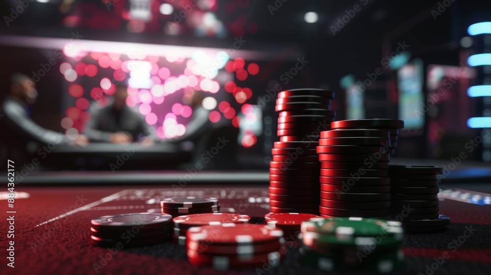 Virtual poker room, players engaged in high-stakes bets, digital interface showcasing odds and chances, an immersive online gambling experience Virtual poker room, players engaged in high-stakes bets, digital interface showcasing odds and chances, an immersive online gambling experience