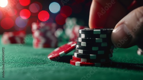 High-energy online poker game ad, showcasing betting strategies, wagering excitement, and the potential for high stakes, enticing players to take a risk photo