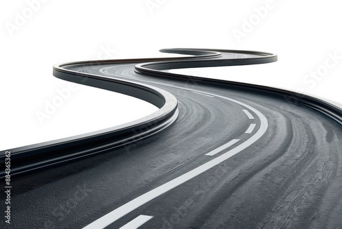 Winding Asphalt Road with Curves