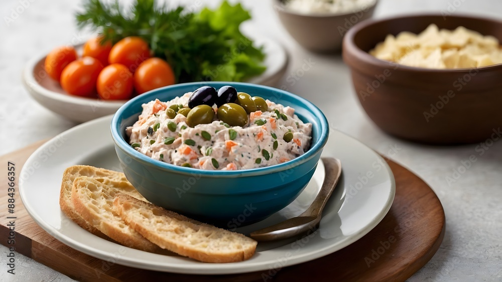 Greek Taramosalata with Olive Garnish and Bread Greek Taramosalata with Olive Garnish and Bread