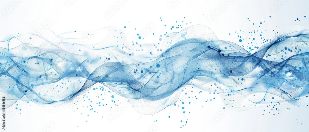 A blue wave with white dots in the water A blue wave with white dots in the water
