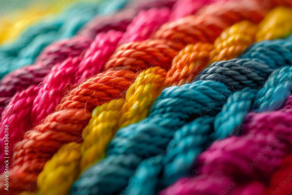 Experience the intricate details and vibrant colors of this close-up 3D-texture crochet piece, a true work of art. Experience the intricate details and vibrant colors of this close-up 3D-texture crochet piece, a true work of art.