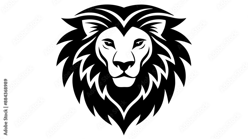 Obraz premium lion silhouette icon, side view. symbol of courage, bravery and power