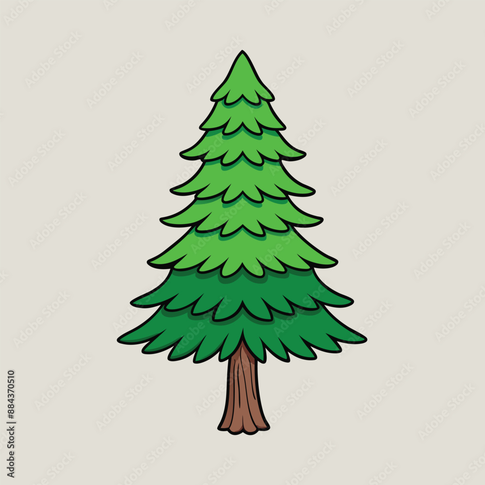 Charming Christmas tree vector art in cartoon clipart style, perfect for festive projects.