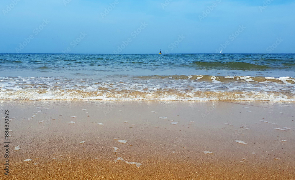 Beautiful sea, sand and blue sky in the summer day. Beautiful sea, sand and blue sky in the summer day.