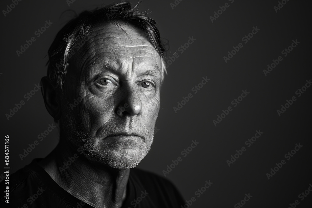Black and white portrait of middle aged educated senior, real people in true life, copy space Black and white portrait of middle aged educated senior, real people in true life, copy space