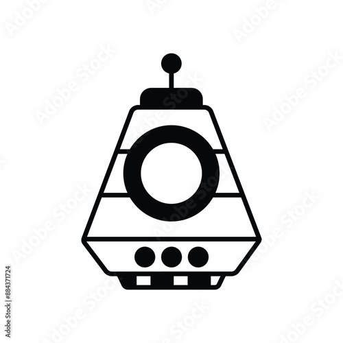 space capsule glyph icon with white background vector stock illustration