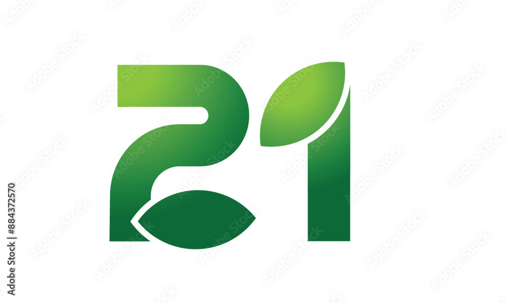 21 Leaf Logo Number Green Simple Nature 21 Leaf Logo Number Green Simple Nature