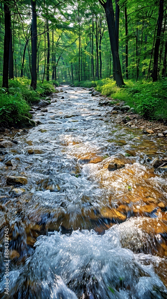 Tranquil River in Lush Forest - A Symbol of Water Conservation Efforts Tranquil River in Lush Forest - A Symbol of Water Conservation Efforts
