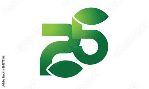 25 Leaf Logo Number Green Simple Nature