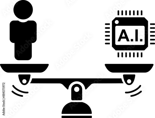 人間とA.I.をのせた天秤のアイコン