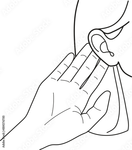Hearing Problem, Deafness, Hearing Loss, hand drawn in thin line style