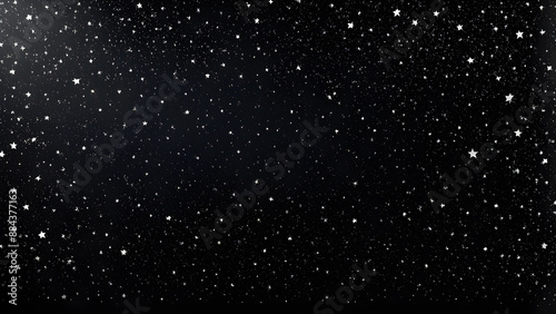 Night sky with stars and falling snowflakes. Space background.