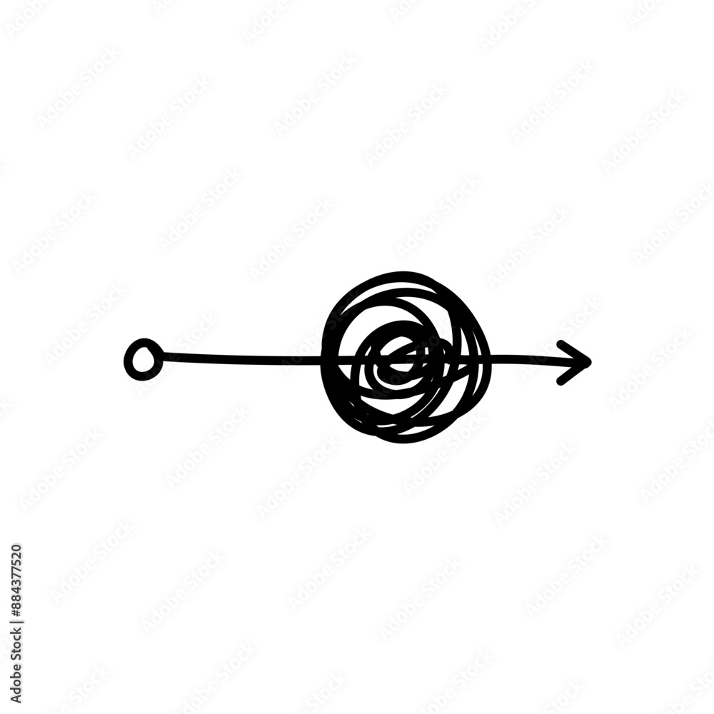 Tangled path arrow, Complex way illustration Tangled path arrow, Complex way illustration