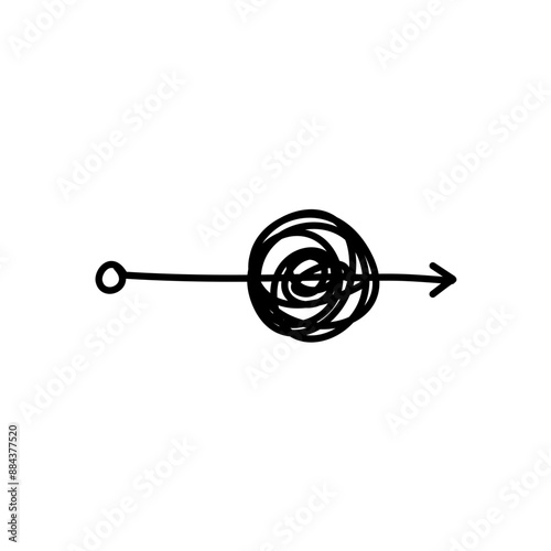 Tangled path arrow, Complex way illustration