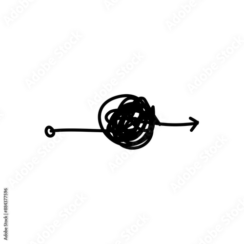 Tangled path arrow, Complex way illustration