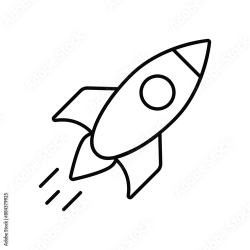 rocket line icon with white background vector stock illustration