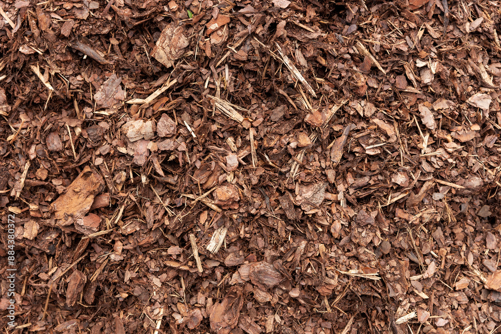 Natural bark mulch, brown wood chips Natural bark mulch, brown wood chips