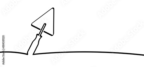 Cartoon masonry trowel, hand trowel for brickwork. Brick laying, brick wall and trowels. Construction vector icon or logo. Set of bricklayer and stucco trowels. Cement trowel, plastering trowel.