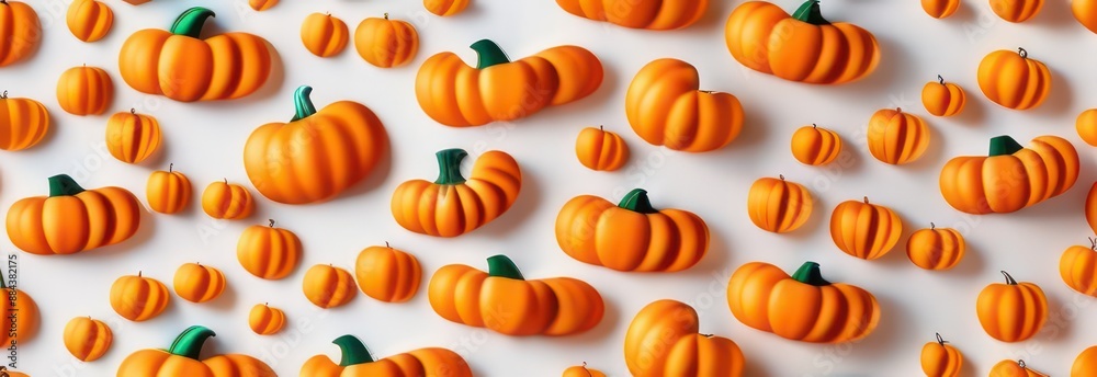 Banner Abstract flowing waves with pumpkins on white background with beautiful bokeh and with copy space Banner Abstract flowing waves with pumpkins on white background with beautiful bokeh and with copy space