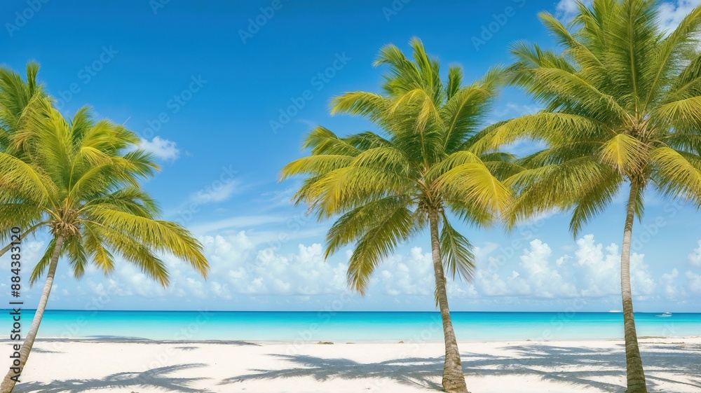 palm trees in summer on the tropical beach palm trees in summer on the tropical beach