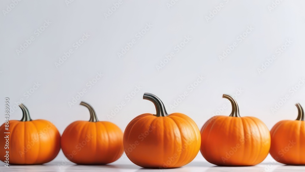 Abstract flowing waves with pumpkins on white background with beautiful bokeh and with copy space Abstract flowing waves with pumpkins on white background with beautiful bokeh and with copy space
