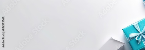 Banner Abstract flowing waves with gifts on white background with beautiful bokeh and with copy space