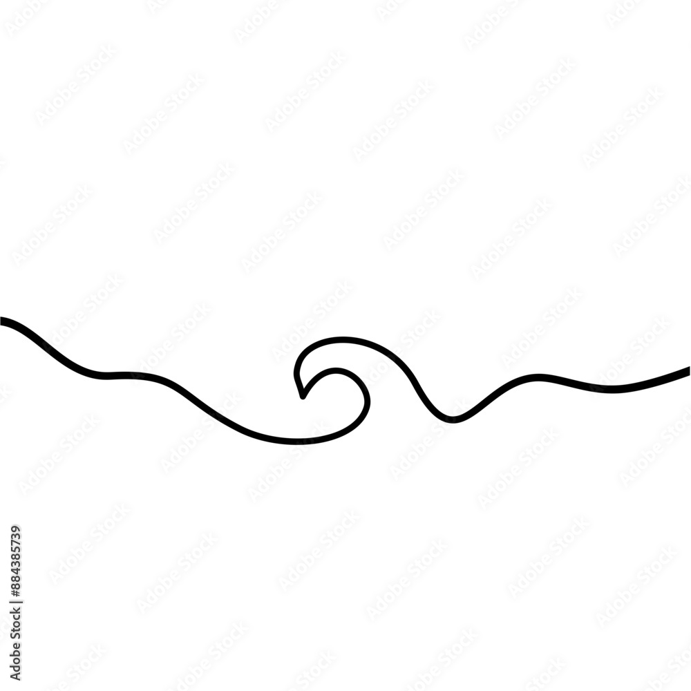 One Line Drawing Sea Wave One Line Drawing Sea Wave