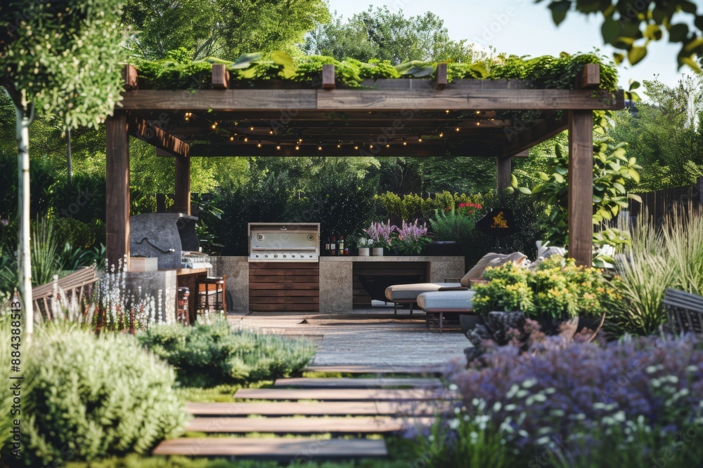 Unwind in this peaceful outdoor retreat, complete with a pergola, BBQ, and cozy seating. Perfect for relaxation and entertainment. Unwind in this peaceful outdoor retreat, complete with a pergola, BBQ, and cozy seating. Perfect for relaxation and entertainment.
