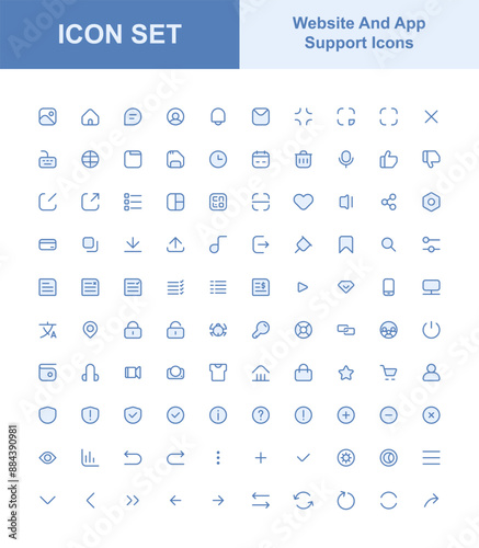 set of website and app support icons