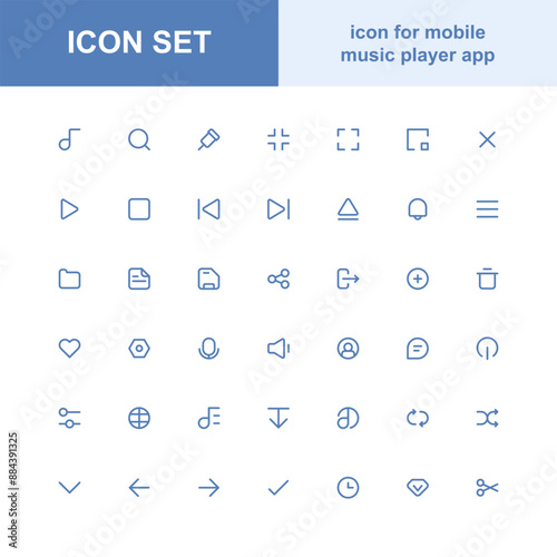 set of icons for mobile music player applications