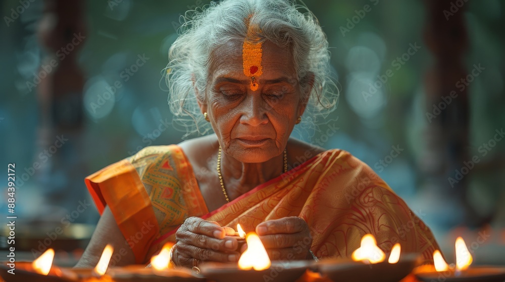 Fototapeta premium Families gathering in vibrant traditional attire to celebrate Diwali