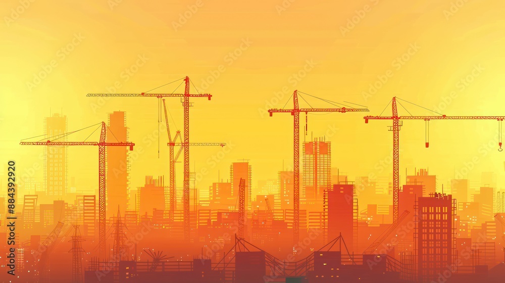 Construction background with a skyline of cranes and buildings. Construction background with a skyline of cranes and buildings.