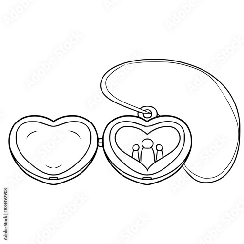 locket photo shape love illustration hand drawn outline vector
