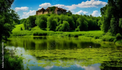 Summer. Landscape on the river bank.