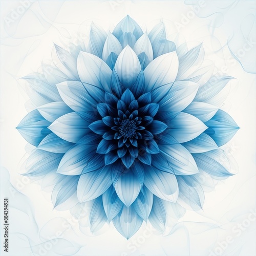 Blue and White Abstract Flower