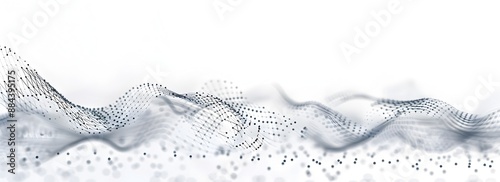 Abstract white background with polygonal wireframe and mesh for digital technology, data science or web design banner template. Low poly line art pattern of big & small dots connected by lines forming